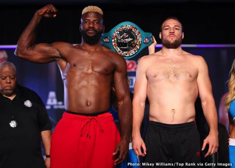 efe ajagba vs joe goodall pose boxing photo