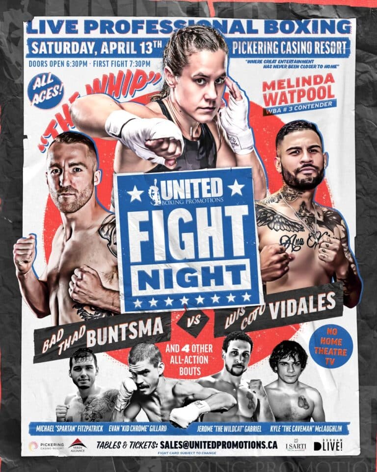 April 13th - United Fight Night At Pickering Casino Resort - Boxing Image