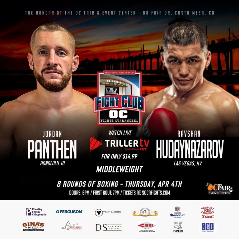 Jordan Panthen vs. Ravshan Hudaynazarov on April 4 in LA - Boxing Image