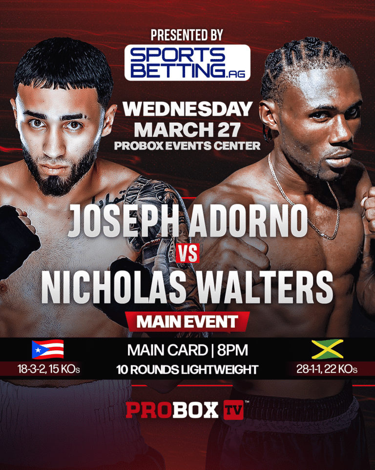 Live Boxing Tonight: Joseph Adorno vs Nicholas Walters On ProBoxTV - Boxing Image