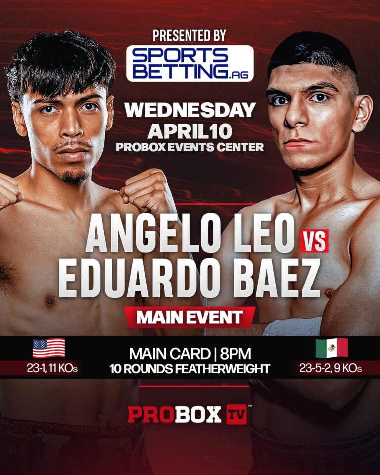 Angelo Leo vs. Eduardo Baez Live On ProBoxTV Tonight - Boxing Image